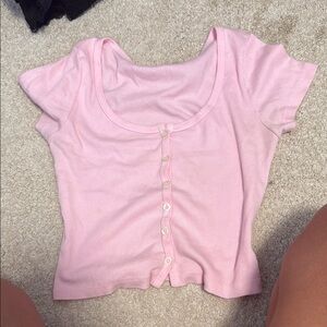 Brandy Melville Light Pink Button-Up Tee